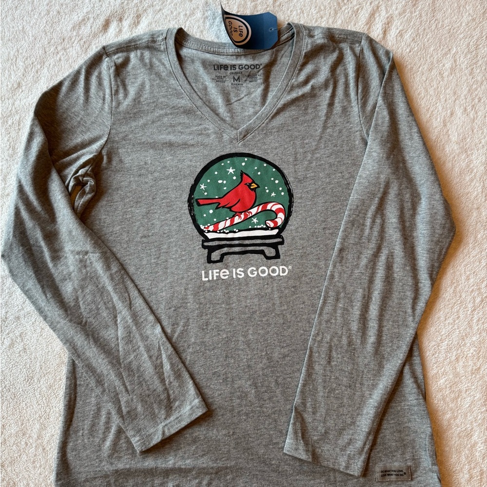 NWT Life Is Good Heather Gray Long Sleeve Tee
